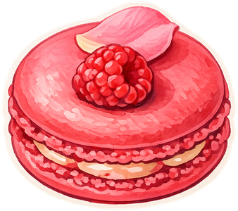 Petit Café - macarons, an eclair and a coffee cup